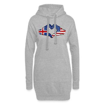 Islande USA Drapeau Mains Coeur Forme Utilisé - Sweat-shirt à capuche long Femme - gris chiné - Devant