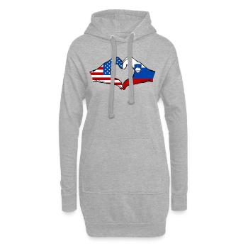 USA Slowenien Flagge Haende Herzform - Hoodie-Kleid - Grau meliert - Vorne
