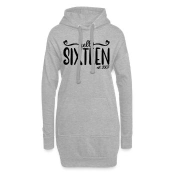 16e anniversaire Femmes Hello Sixteen Est. 2007 - Sweat-shirt à capuche long Femme - gris chiné - Devant