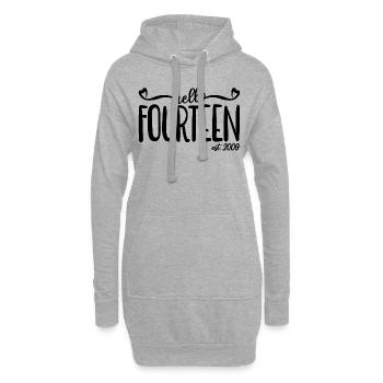 14. Geburtstag Frauen Hallo Vierzehn Est. 2009 - Hoodie-Kleid - Grau meliert - Vorne