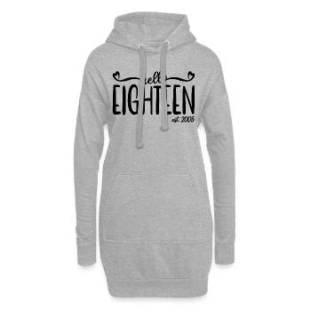 18. Geburtstag Frauen Hallo Achtzehn Est. 2005 - Hoodie-Kleid - Grau meliert - Vorne