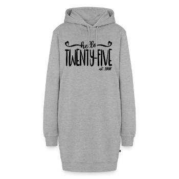 25. Geburtstag Frauen Hallo Fünfundzwanzig Est. 1998 - Hoodie-Kleid - Grau meliert - Vorne