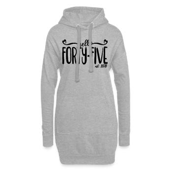 45e anniversaire Femmes Hello Forty-Five Est. 1978 - Sweat-shirt à capuche long Femme - gris chiné - Devant