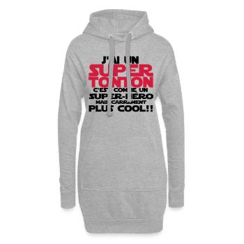 j'ai un super tonton - Sweat-shirt à capuche long Femme - gris chiné - Devant
