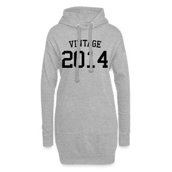 Jahrgang 2014 - 9 Jahre alt, Kinder zum 9. Geburtstag - Hoodie-Kleid - Grau meliert - Vorne