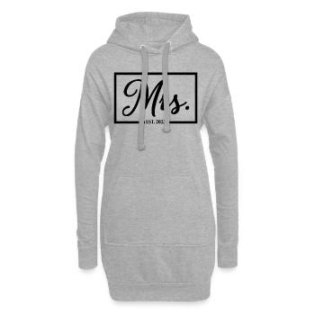 Mme Est. 2023 Fiançailles Mariage Douche nuptiale - Sweat-shirt à capuche long Femme - gris chiné - Devant