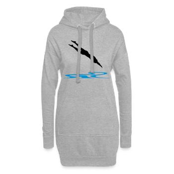 Schwimmerin, Schwimmen - Hoodie-Kleid - Grau meliert - Vorne