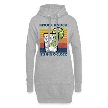 Knock Knock It’s Gin O’clock - Pun Gin - Sweat-shirt à capuche long Femme - gris chiné - Devant
