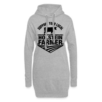 Soutenez votre agriculteur Holstein local - Sweat-shirt à capuche long Femme - gris chiné - Devant
