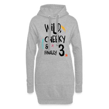 Wild, Cheeky & Enfin 3 - 3 ans anniversaire - Sweat-shirt à capuche long Femme - gris chiné - Devant