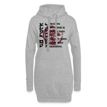 Japanisch Lesen Ist Einfach - Hoodie-Kleid - Grau meliert - Vorne