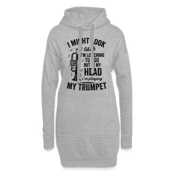 J’ai l’air d’écouter de la trompette - Sweat-shirt à capuche long Femme - gris chiné - Devant