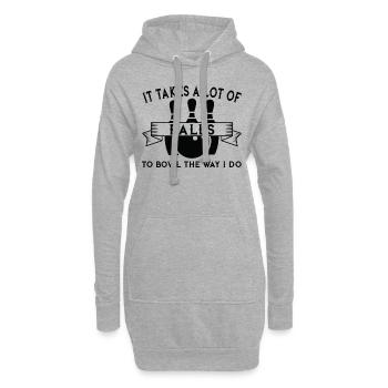 Zum Bowlen Braucht Man Eine Menge Bälle - Hoodie-Kleid - Grau meliert - Vorne