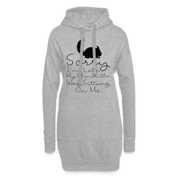 Ich Bin Spät Dran, Meine Chinchilla Sitzt Auf Mir - Hoodie-Kleid - Grau meliert - Vorne