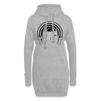 Doigt d’honneur de chat - Chat noir retourné - Sweat-shirt à capuche long Femme - gris chiné - Devant