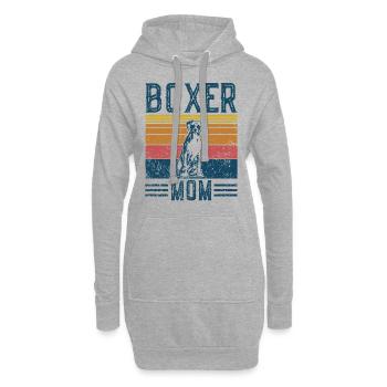 Hundeboxer-Mutter - Vintage Boxer-Mutter - Hoodie-Kleid - Grau meliert - Vorne