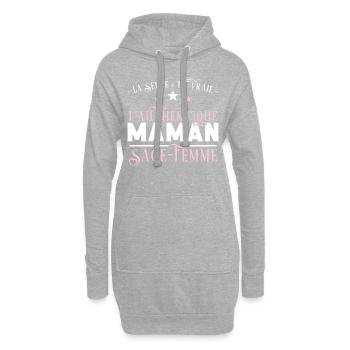 Sage femme idée cadeau métier humour, naissance - Sweat-shirt à capuche long Femme - gris chiné - Devant