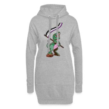 LGBTQ-Flagge - Dinosaurier Asexuell - Hoodie-Kleid - Grau meliert - Vorne