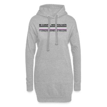 Attention Qui déteste - LGBTQ Asexuel - Sweat-shirt à capuche long Femme - gris chiné - Devant