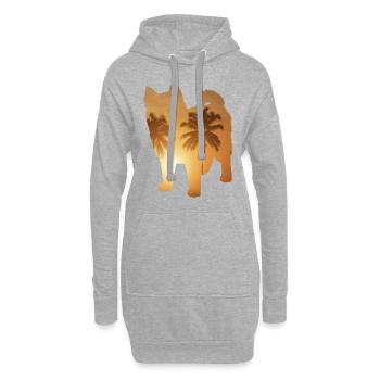 Plage d’été - Pomsky - Sweat-shirt à capuche long Femme - gris chiné - Devant