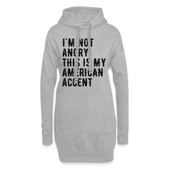 Je ne suis pas méchant, mon accent américain - Sweat-shirt à capuche long Femme - gris chiné - Devant