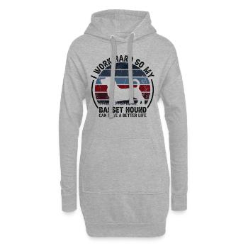 Arbeit Hart Arbeiten - Retro Basset Hound - Hoodie-Kleid - Grau meliert - Vorne