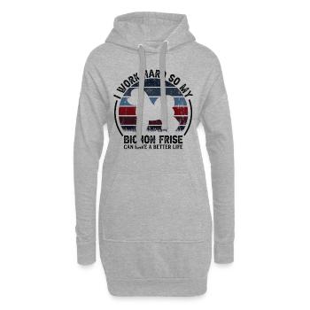 Travailler dur - Retro Bichon Frise - Sweat-shirt à capuche long Femme - gris chiné - Devant