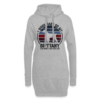 Travailler dur - Retro Brittany - Sweat-shirt à capuche long Femme - gris chiné - Devant