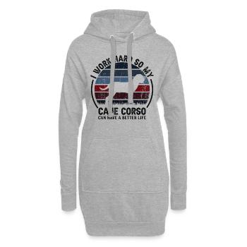 Travaillez dur - Retro Cane Corso - Sweat-shirt à capuche long Femme - gris chiné - Devant