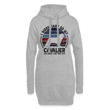 Work Hard - Retro Cavalier - Hoodie Dress - heather grey - Front