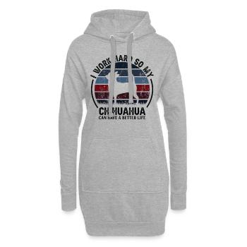 Arbeit Hart Arbeiten - Retro Chihuahua - Hoodie-Kleid - Grau meliert - Vorne