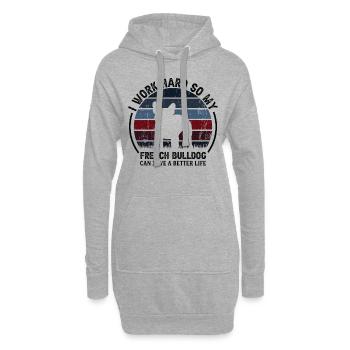 Work Hard - Retro French Bulldog - Hoodie Dress - heather grey - Front
