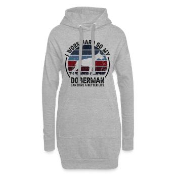 Travail acharné - Retro Doberman - Sweat-shirt à capuche long Femme - gris chiné - Devant