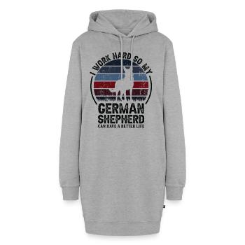 Travailler dur - Retro German Shepherd - Sweat-shirt à capuche long Femme - gris chiné - Devant