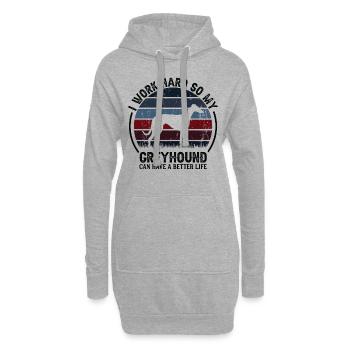Hart Arbeiten - Retro Greyhound - Hoodie-Kleid - Grau meliert - Vorne