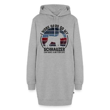 Travail acharné - Retro Schnauzer - Sweat-shirt à capuche long Femme - gris chiné - Devant