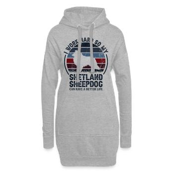 Travaillez dur - Retro Shetland Sheepdog - Sweat-shirt à capuche long Femme - gris chiné - Devant