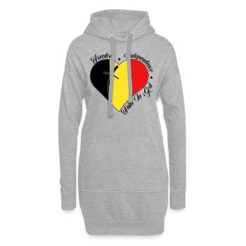 Liberté Foi en Dieu - Belgique - Sweat-shirt à capuche long Femme - gris chiné - Devant