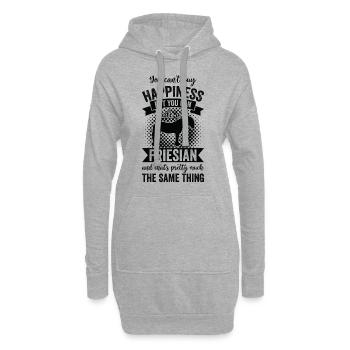 Équitation - Cheval frison - Sweat-shirt à capuche long Femme - gris chiné - Devant