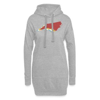 État des États-Unis - Carte vintage Caroline du Nord - Sweat-shirt à capuche long Femme - gris chiné - Devant