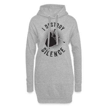 Ich Zerstöre Die Stille - Vintage Dudelsack - Hoodie-Kleid - Grau meliert - Vorne