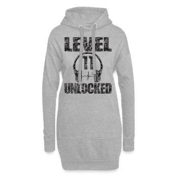 Level 11 Unlocked Birthday Gift 11 years - Hoodie Dress - heather grey - Front