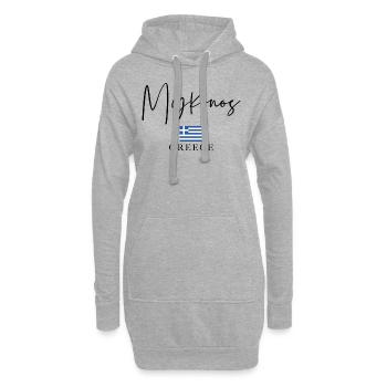 Vacances du drapeau de la Grèce - Île de Mykonos - Sweat-shirt à capuche long Femme - gris chiné - Devant