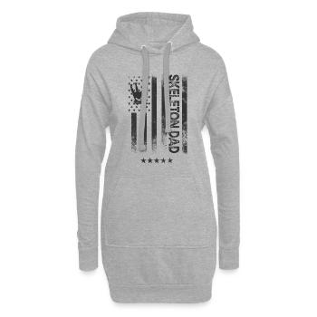 USA Amerikanische Flagge - Skeleton Dad - Hoodie-Kleid - Grau meliert - Vorne