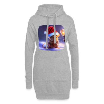 Weihnachtsmotiv Maus - Hoodie-Kleid - Grau meliert - Vorne