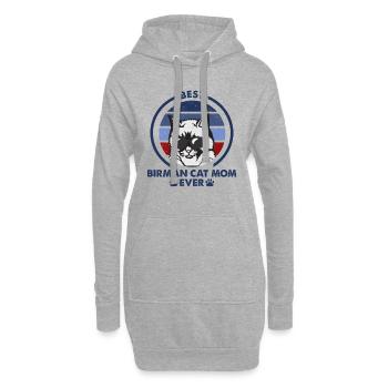 Katzenmama - Birman Katze - Hoodie-Kleid - Grau meliert - Vorne