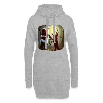 Weihnachtsmann & Krampus - Hoodie-Kleid - Grau meliert - Vorne