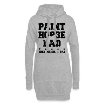 Pferdevater - Paint Horse - Hoodie-Kleid - Grau meliert - Vorne
