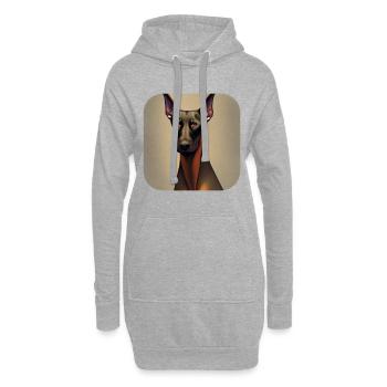 Doberman - Sweat-shirt à capuche long Femme - gris chiné - Devant