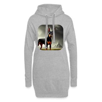 Doberman - Sweat-shirt à capuche long Femme - gris chiné - Devant